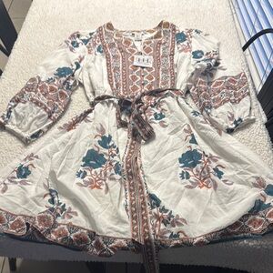 Haute Hippie Cream and Teal Midi Dress